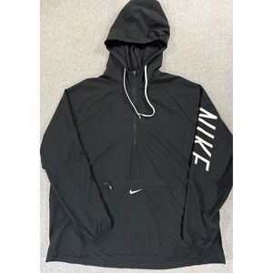 Nike Dri Fit 1/2 Zip Windbreaker Hooded Pullover Jacket (Women's 2XL) Black